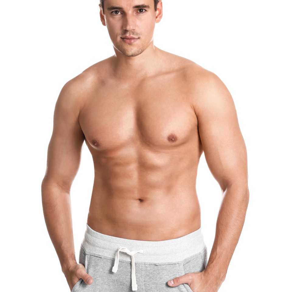 Man with sexy body on white background