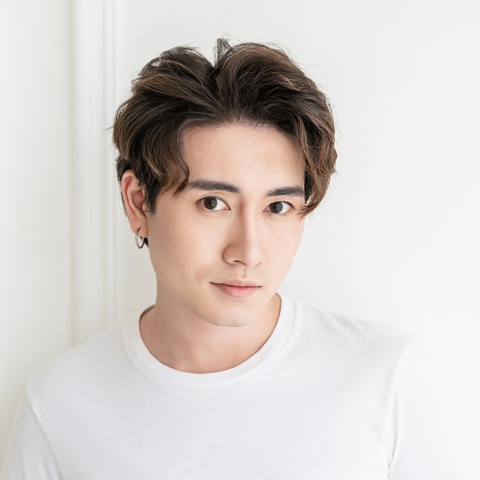 Attractive young handsome smiling face positive asian, korean happy casual man, stay home minimal lifestyle. Closeup portrait of asia middle age 20s man wearing white shirt in studio. Young model boy